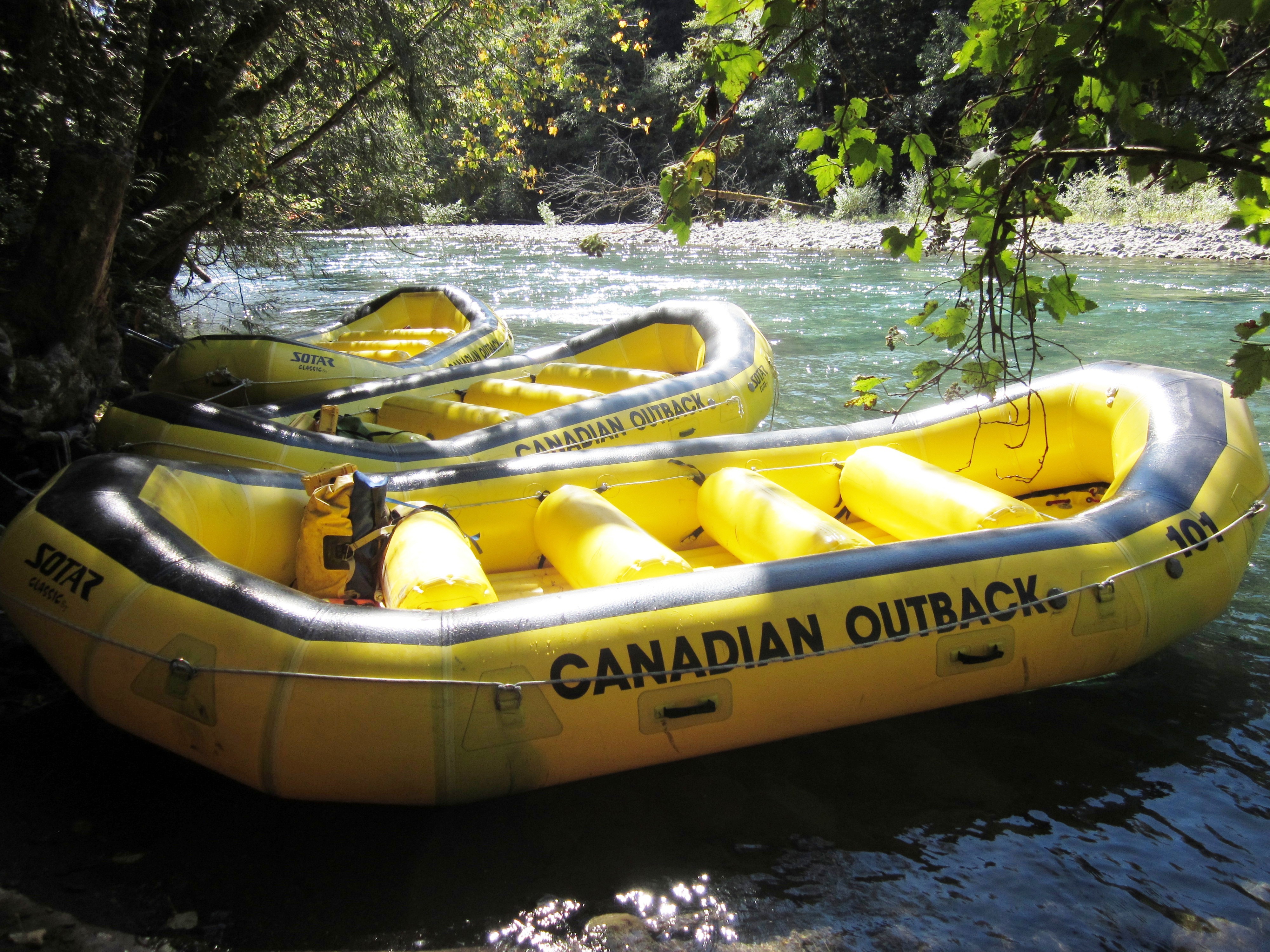 river rafts on Elaho River