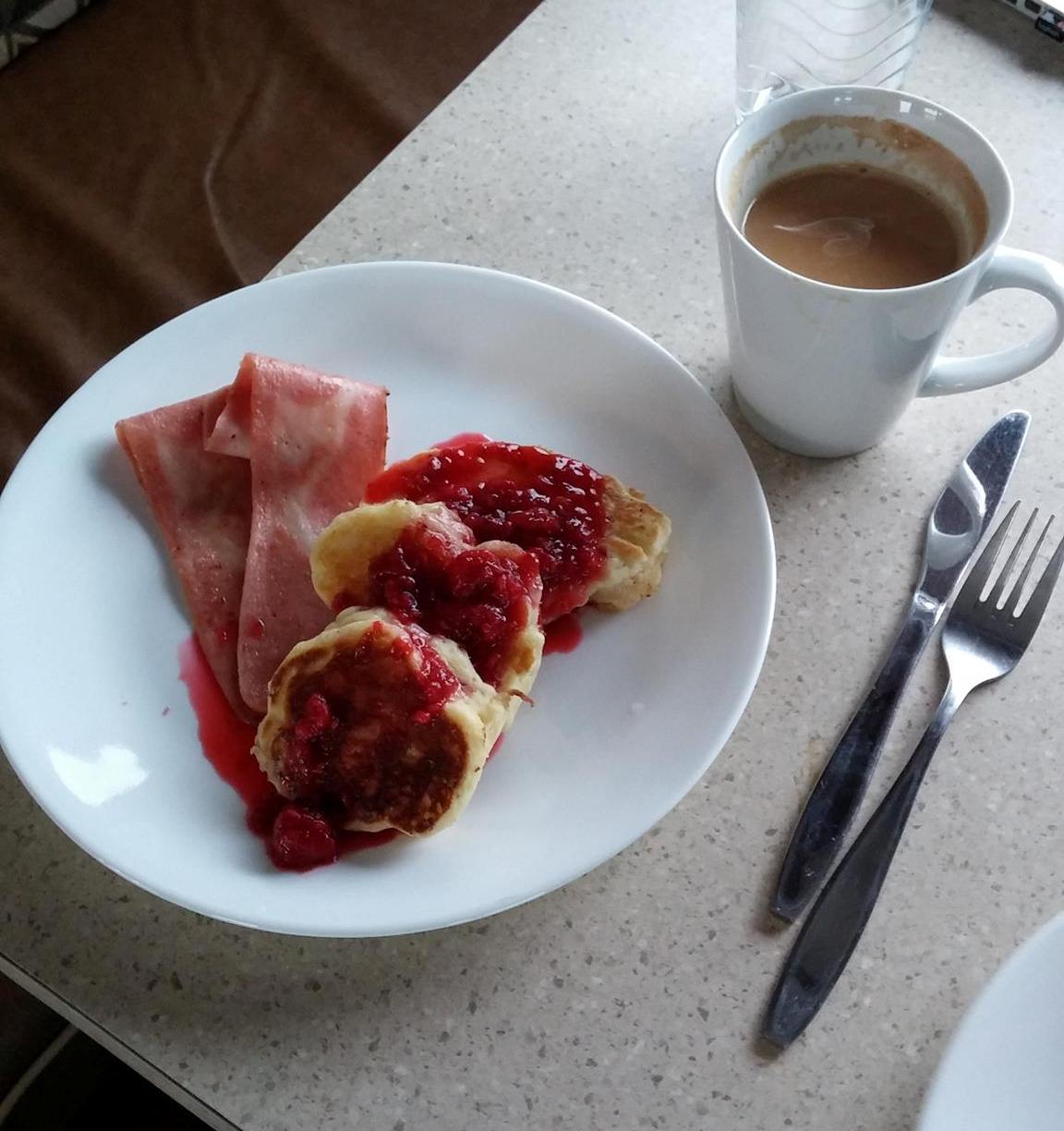 Pancakes and coffee in a motorhome