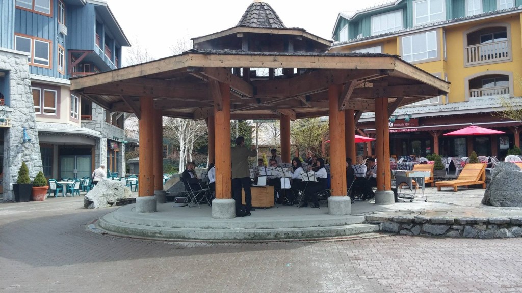 Ochestra playing in outdoor gazebo