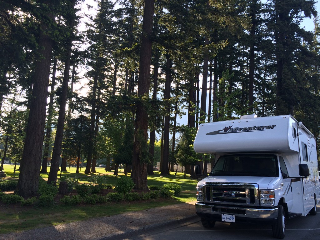 RV Parked in a pullout 