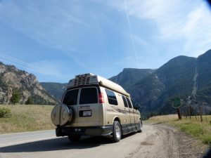 Our Roadtrek at the Rest Stop Outside Hedley