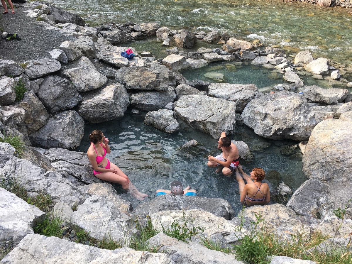 Soaking it up at Lussier Hot Springs, Kootenay Rockies, BC